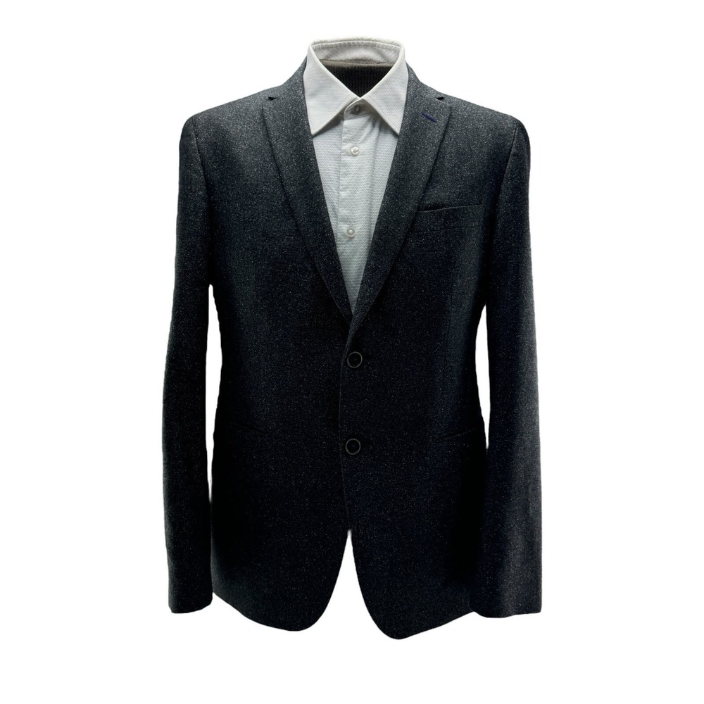 SAND Black w/ White Speckles Marzotto Wool 2 Button/Vent‎ Blazer Mens Size 42R